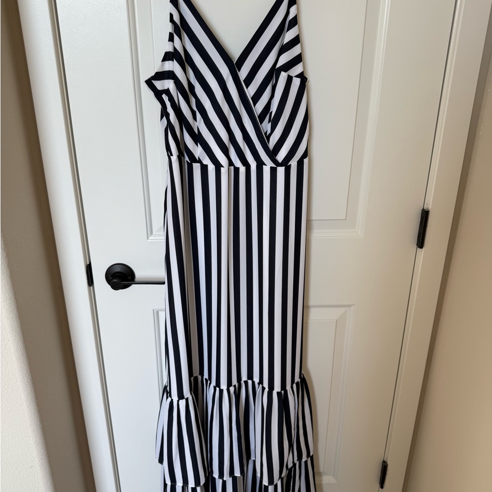 Black and White Striped Maxi Dress